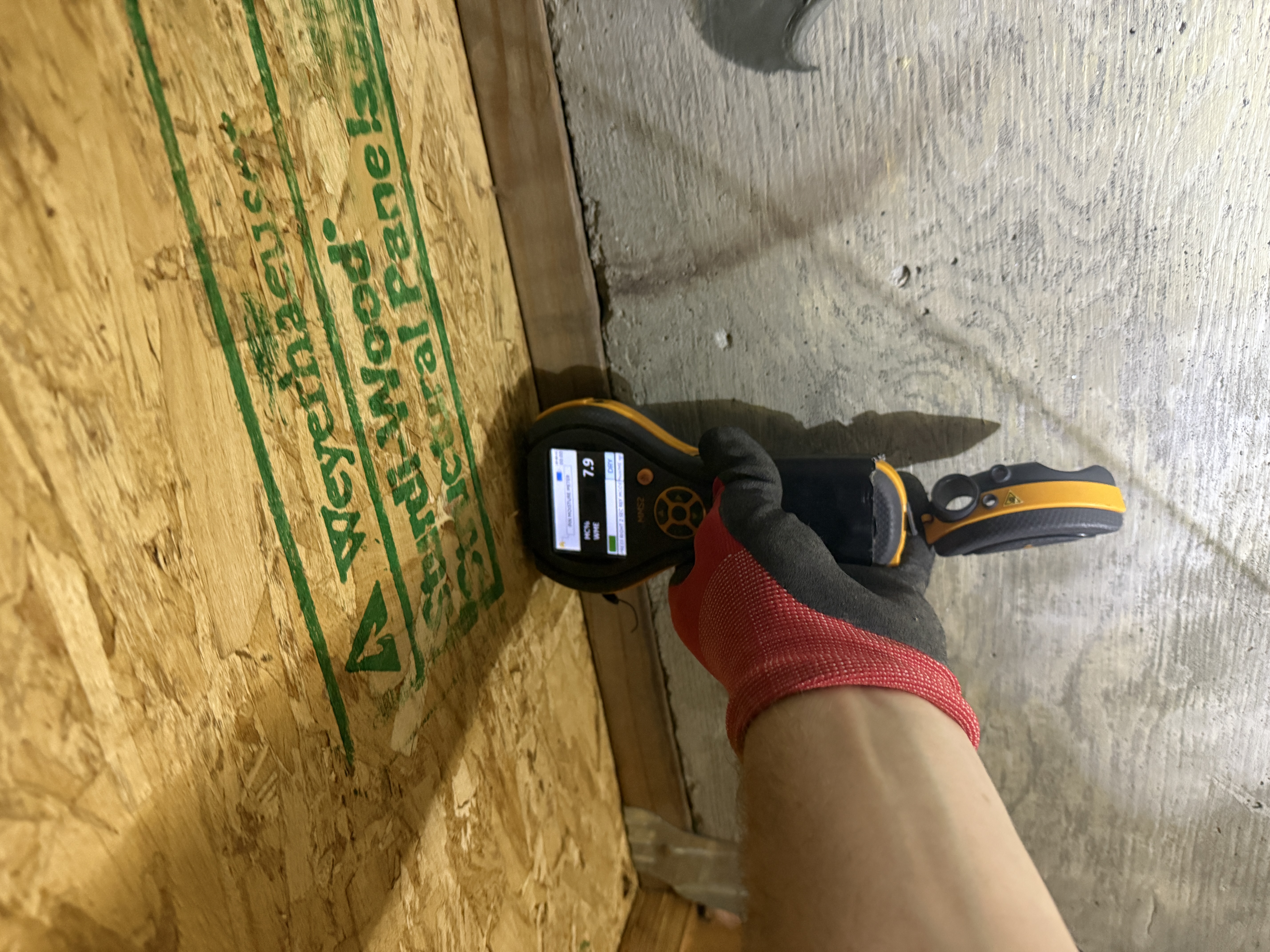 A Peak technician taking a moisture reading on a job